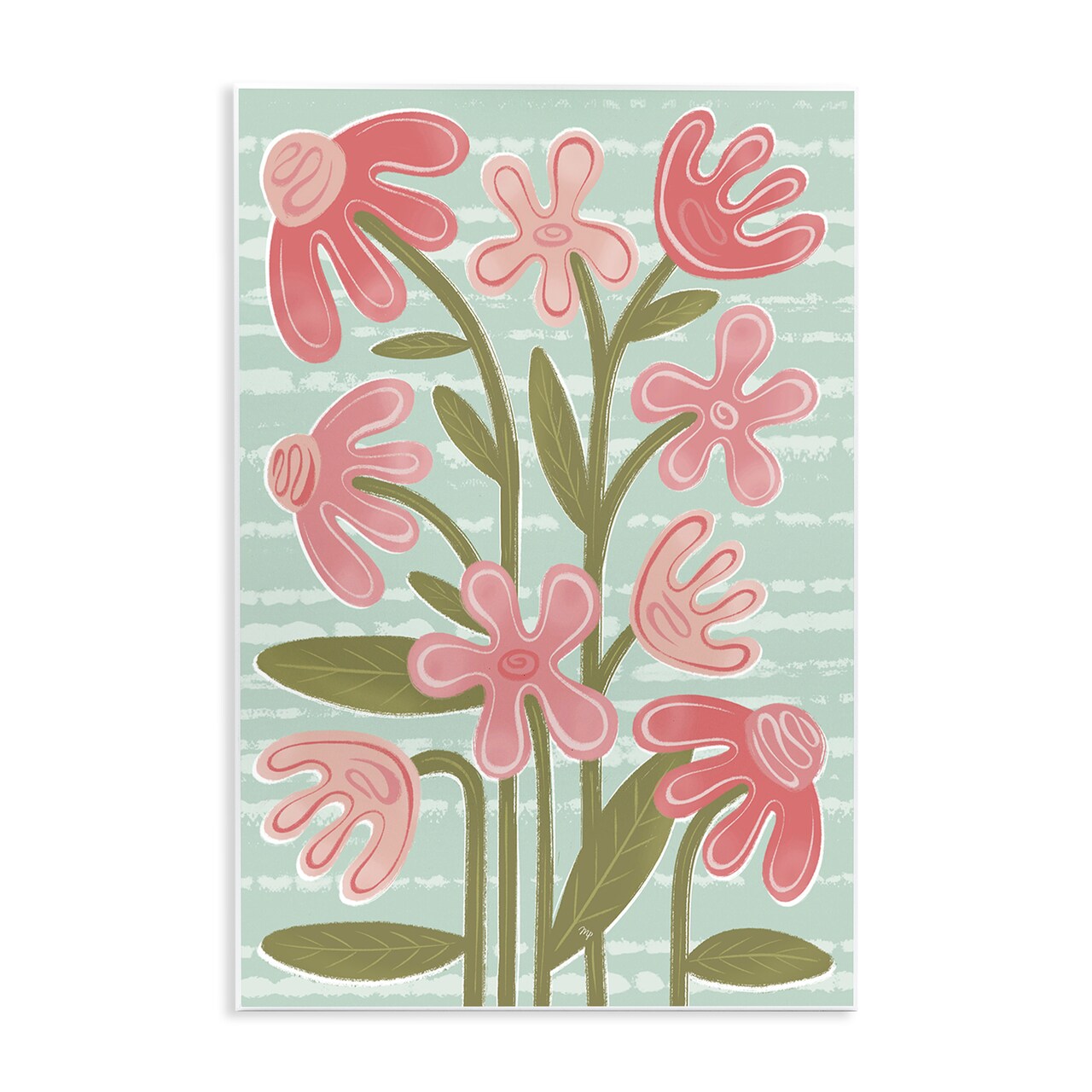 Stupell Industries Pink Whimsy Midcentury Flowers Wall Plaque, design by Martina Pavlova